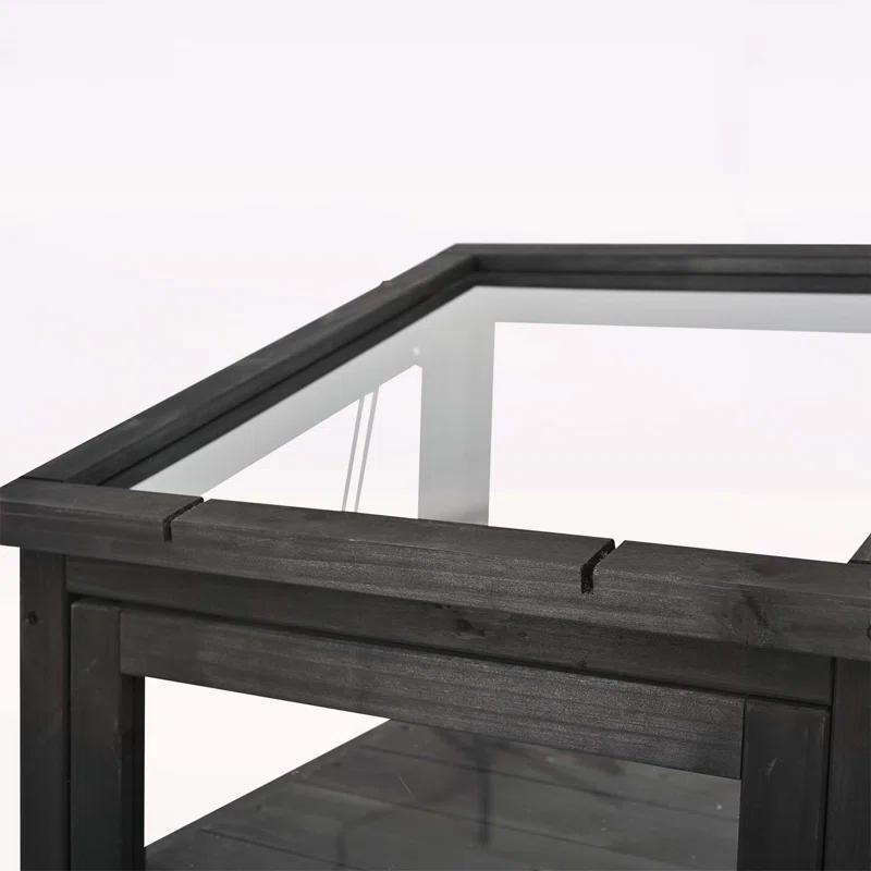 mosaicmotifco Wood Garden Greenhouse Balcony Portable Mini Cold Frame With Movable Storage Box, Adjustable Shelves And 1 Drawer