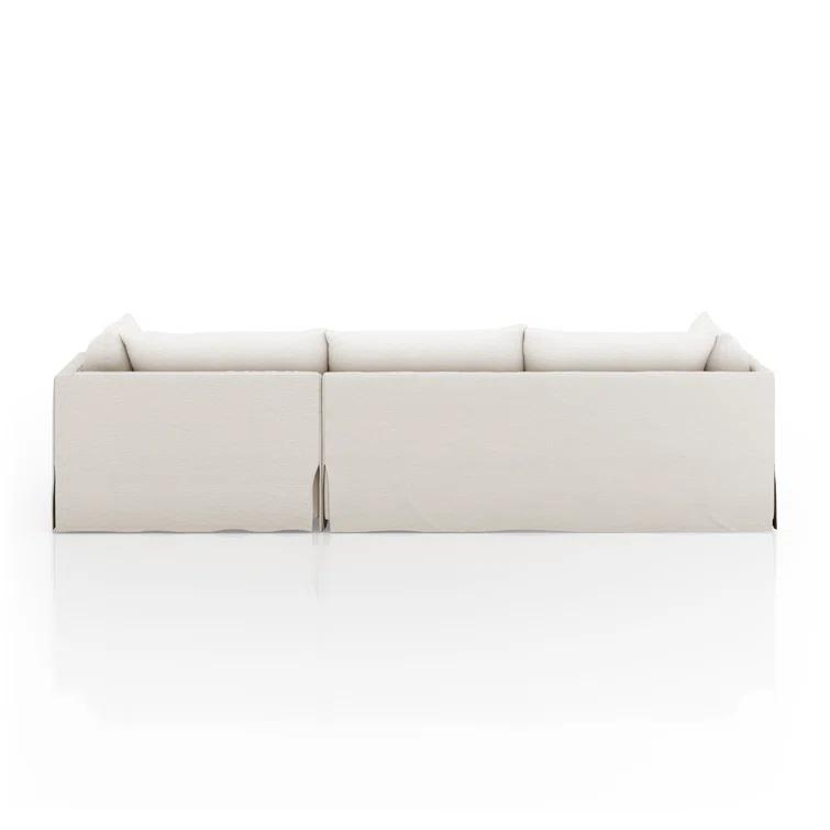 Nimbus Beige Linen 115'' Slipcover Chaise Sectional with Shelter Arms