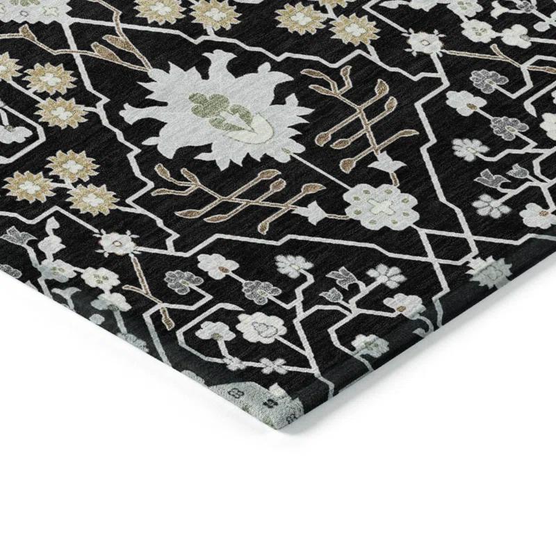 Machine Washable Indoor/Outdoor Chayden ACN1009 Black 1'8" x 2'6" Rug