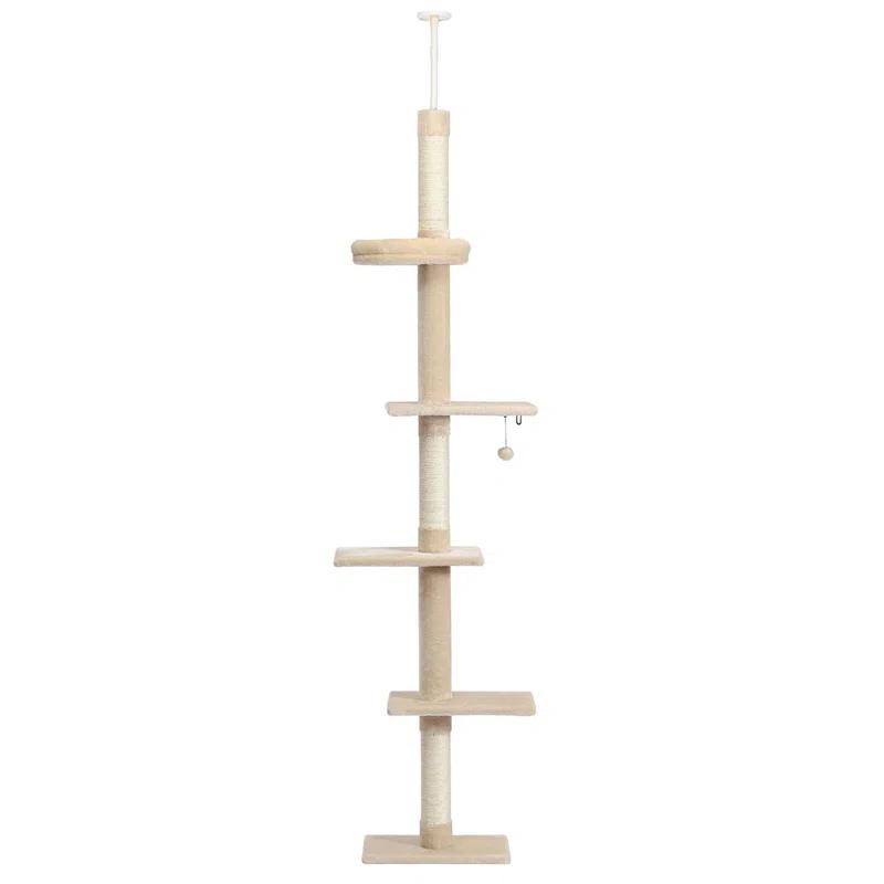 Interactive Adjustable 5-Tier Floor To Ceiling Cat Tower