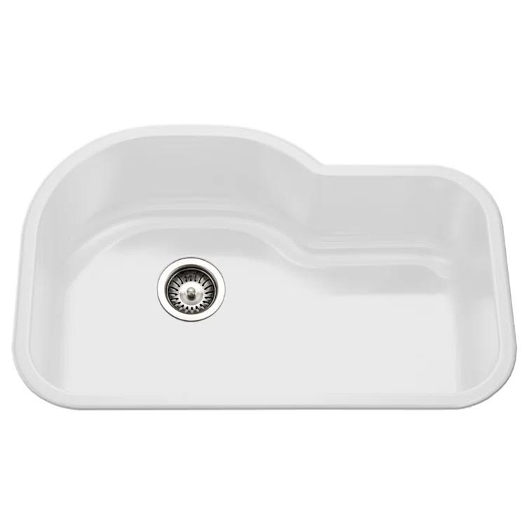Houzer Porcela 31.25'' L Undermount Single Bowl Stainless Steel Kitchen Sink PCH-3700 WH