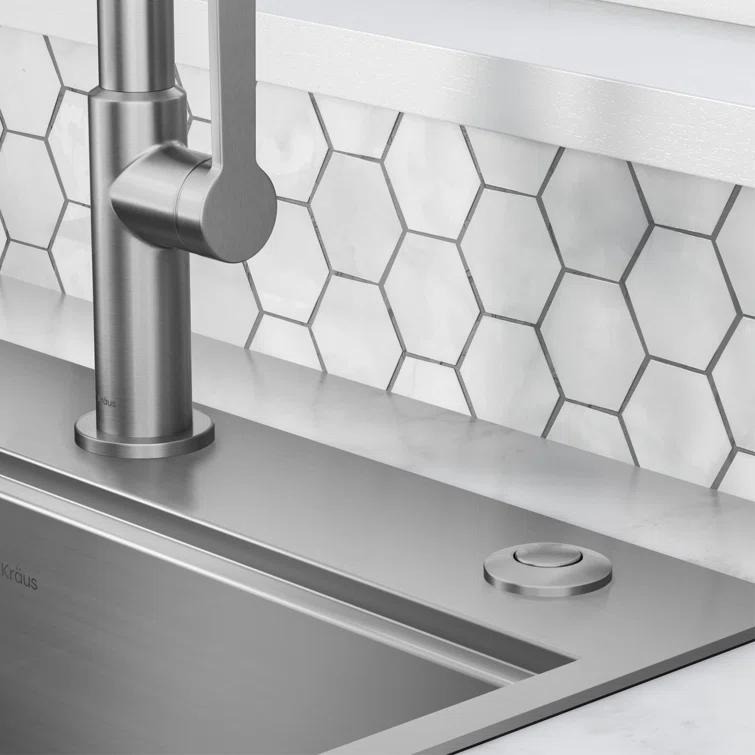 Kraus KRAUS Garbage Disposal Air Switch Kit with Push Button, AC Adapter, Power Cord, and Air Tube Included