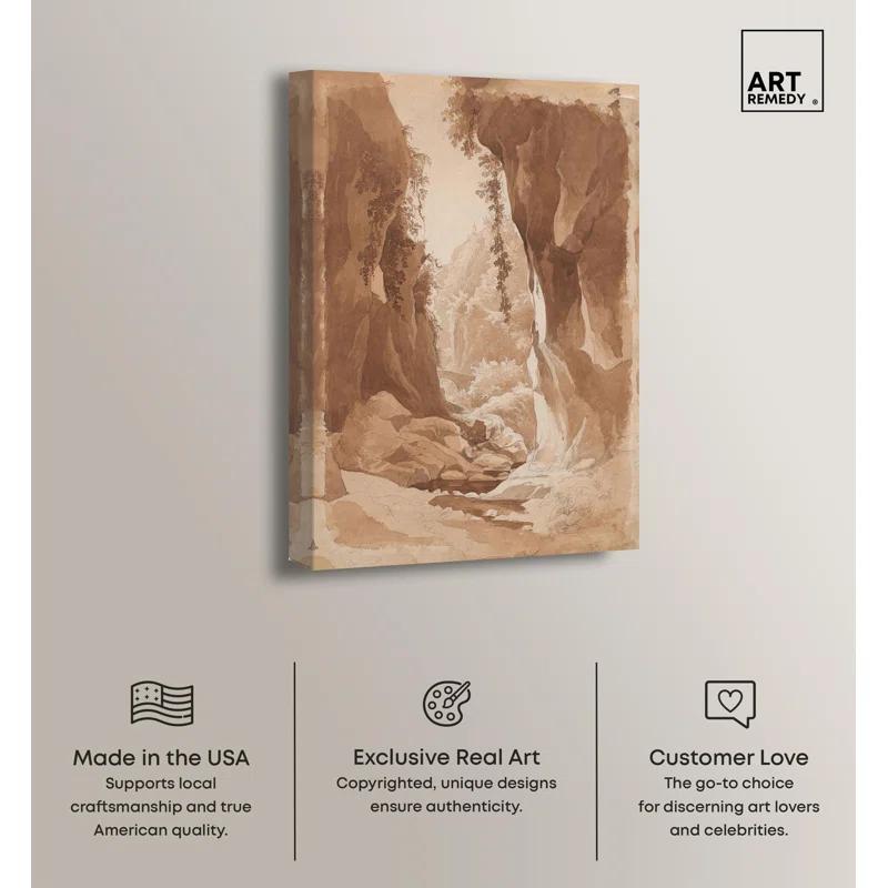 Art Remedy Cliffs Overhanging a River Canvas Vintage Landscape Art by Art Remedy