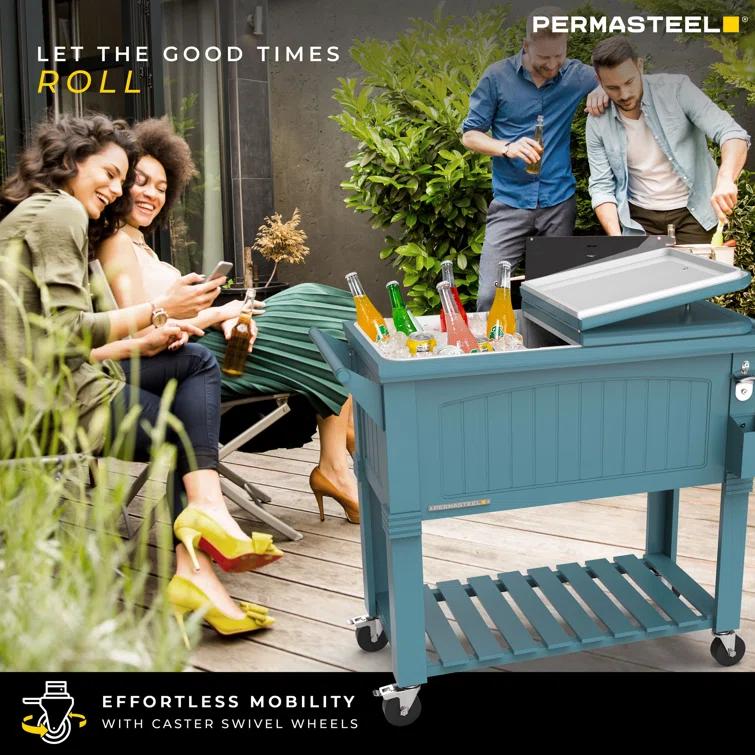 Permasteel 80 Qt. Furniture Style Rolling Patio Cooler