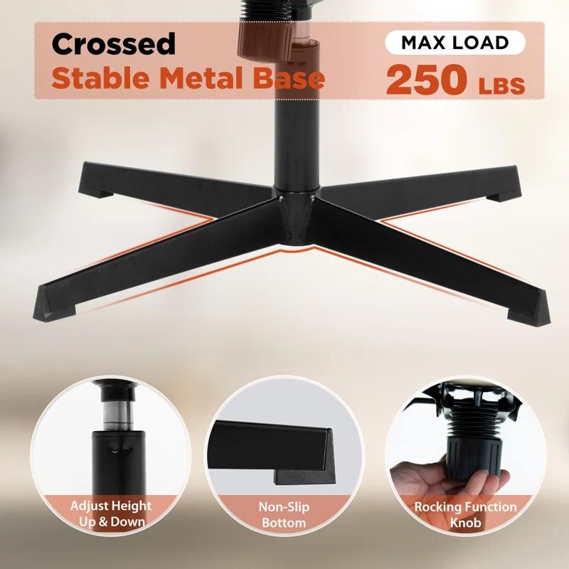 FDW Criss Cross Chair Armless Office Chair No Wheels Modern Swivel Height Adjustable Ergonomic Desk Chair With Wide Seat Computer Task Vanity Chair For Home Office