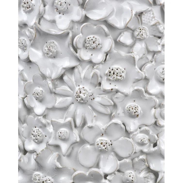 Jessamine White Ceramic Floral Round End Table