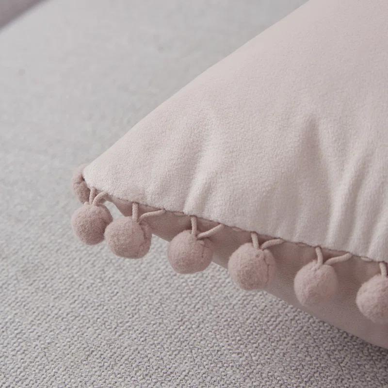Deconovo Deconovo Pom-poms Velvet Reversible Pillow Cover (Set of 2)