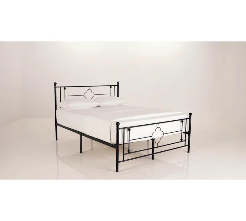 Ajayceon Metal Platform Bed Frame With Vintage-Style Headboard And Footboard