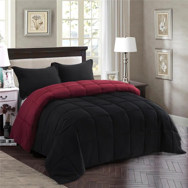 Homechoice International Group 3pc Comforter Set - All Season Reversible Down Alternative Comforter with Two Shams - Breathable, Soft, Fluffy
