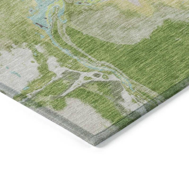 Machine Washable Indoor/Outdoor Chayden ACN1005 Green Rug