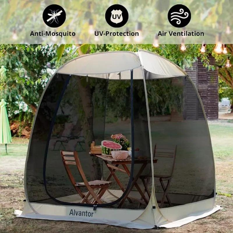 EighteenTek Fiberglass Patio Gazebo Pop Up with Screen Room Tents