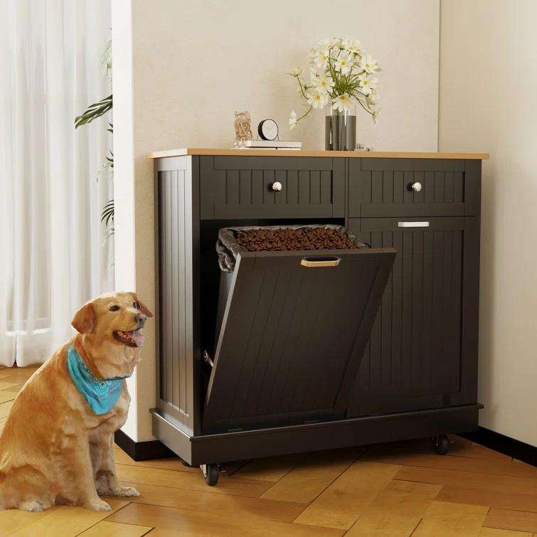 Betterhood Havant Double Tilt Out Trash Cabinet 20 Gallons Wooden Free Standing(Not include trash can)