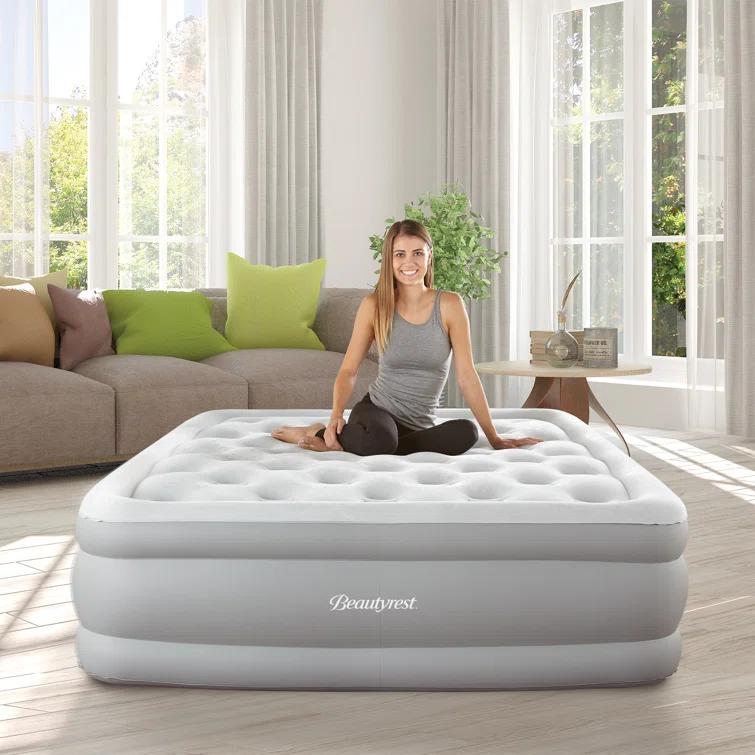Beautyrest Beautyrest Sky Rise Inflatable Air Mattress, Electric Air Pump, Puncture Resistant Vinyl, Guest Bed