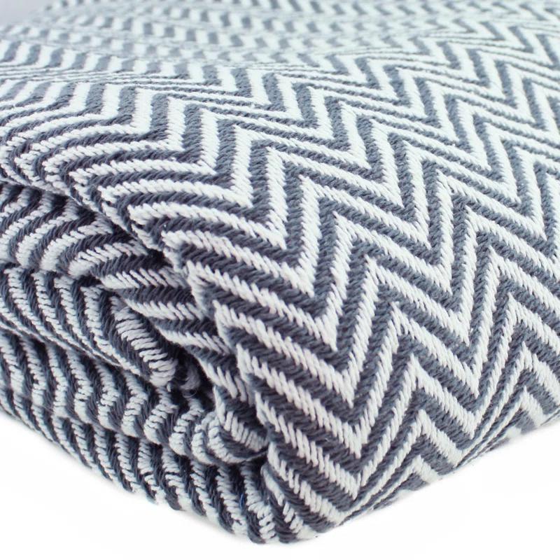 Melange Home Herringbone Hand Woven Throw Blanket