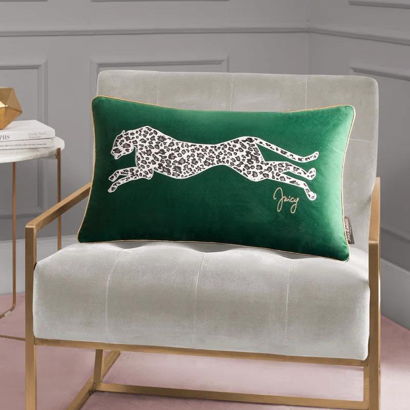 Juicy Couture Velvet Cheetah Plush Decorative Throw Pillows - 14" x 24"