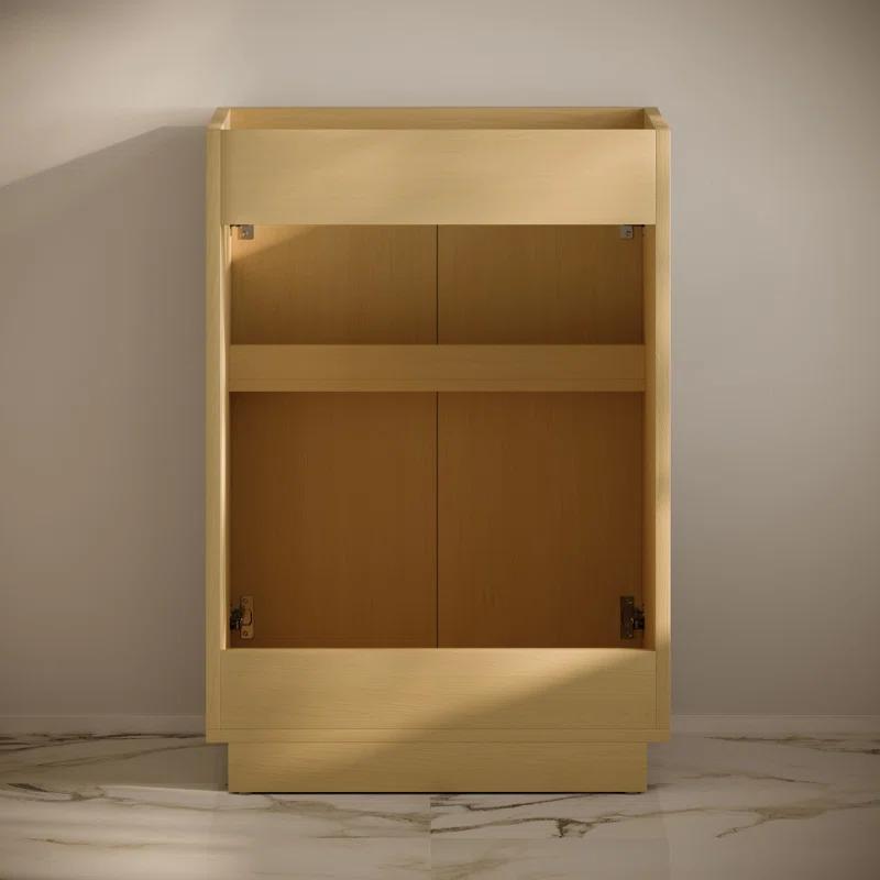 Swiss Madison St. Tropez 24" Freestanding Bathroom Vanity Cabinet Without Top In Natural Oak