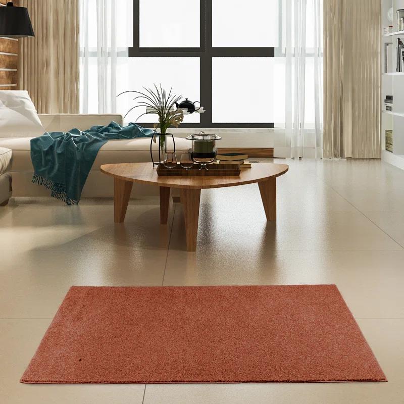 Furnish My Place Modern Plush Pet and Kids Friendly Solid Color Rust Area Rugs, Stain & Fade Resistance, Made in USA, Perfect for Living Room, Dining Room, Bedroom, Playroom and Kidsroom, Event, Wedding Rug