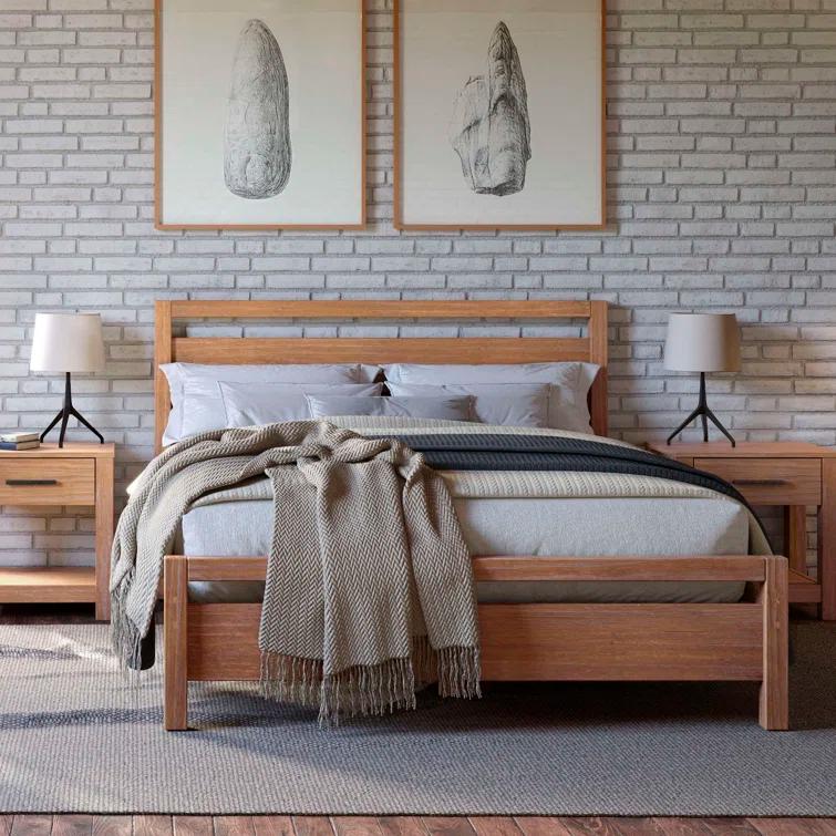 Loft Solid Wood Panel Bed