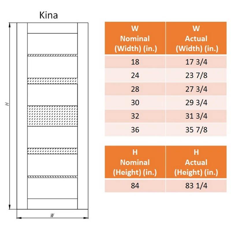 Belldinni Kina No Bore Solid Core 5-Lite Frosted Glass PP Finished Wood Composite Interior Door Slab