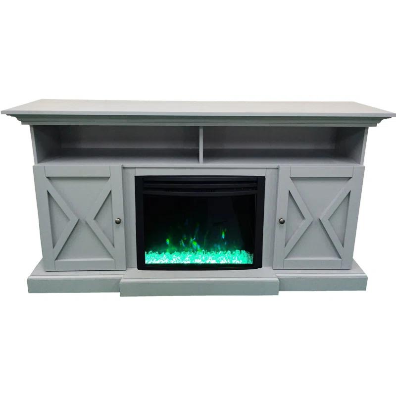 Cambridge Cambridge Summit 62-In. Farmhouse Fireplace TV Stand with Crystal Rocks Display