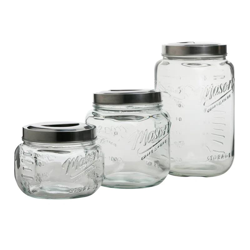 Mason Craft & More Vintage Storage Jars Glass Canister - Set of 3