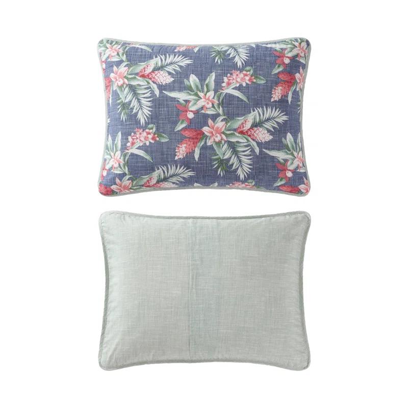 Eddie Bauer Tommy Bahama Floral Enchantment Cotton Reversible Blue Quilt Set