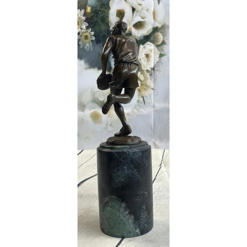 Red Barrel Studio® Bronze Statue Union League Rugby Football Player Trophy Sport Figurine Figure