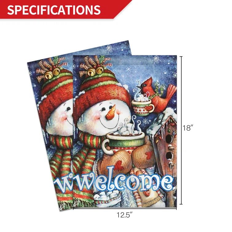 The Holiday Aisle® Alburnett PWelcome Winter Snowman Bird Snowflake Decorative Garden Flags 18 x 12.5 Inch