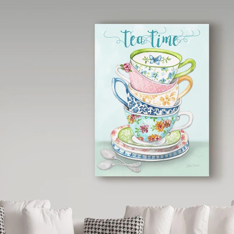 Trademark Fine Art Jean Plout " Watercolor Teacups 1 " by Jean Plout