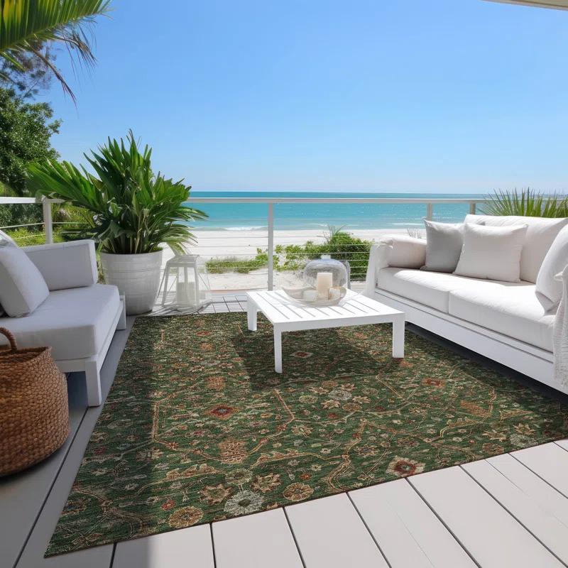 Machine Washable Indoor/Outdoor Chantille ACN1130 Emerald Rug