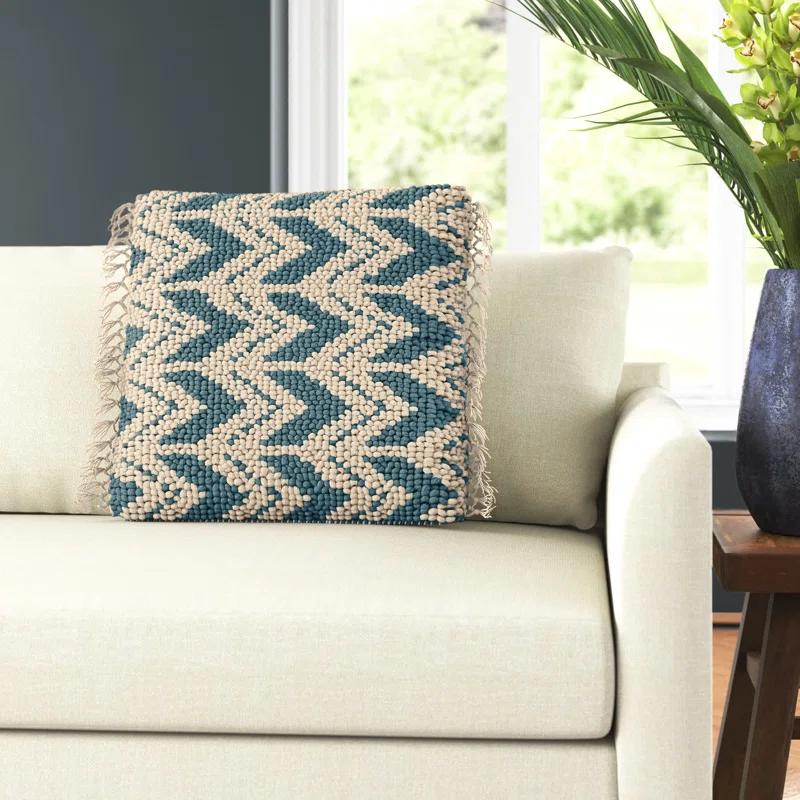 Oakleaf Chevron Polyester,Wool,Cotton Blend Throw Pillow