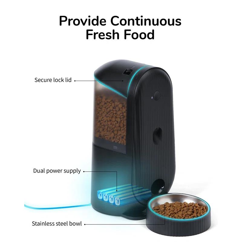 Automatic Cat Feeder, 2 In 1 Automatic Pet Feeders With Camera And Audio, Support DIY Meals And Timed Control Wifi Cat Food Dispenser, Suit For Cat And Dog