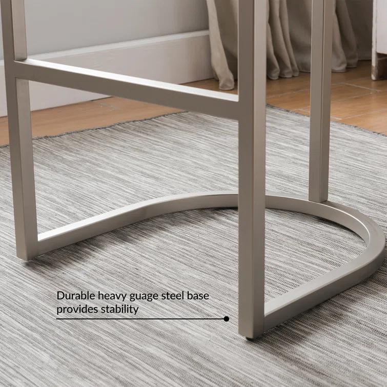 Willa Arlo™ Interiors Barrelback Stool with Linen Seat and Metal Base