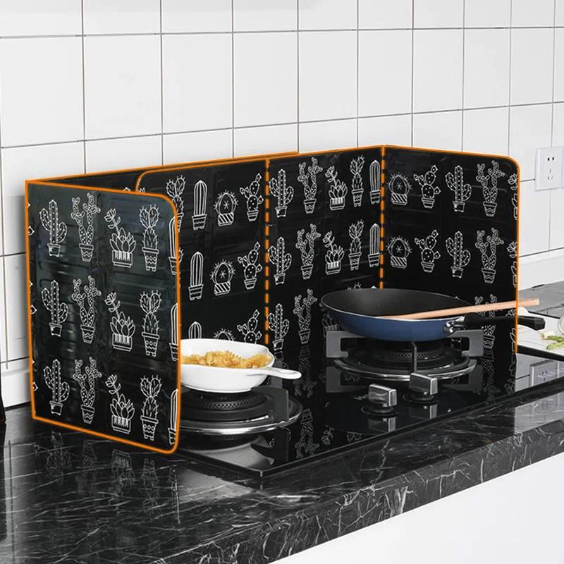 Cheer Collection Foldable Aluminum Oil Splatter Guard Plates (Black) (Set of 2)