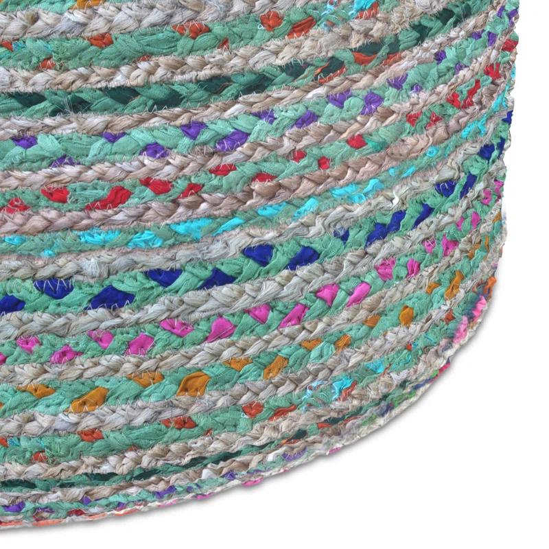 Simpli Home Margo 20"W Cotton and Jute Boho-style Pouf