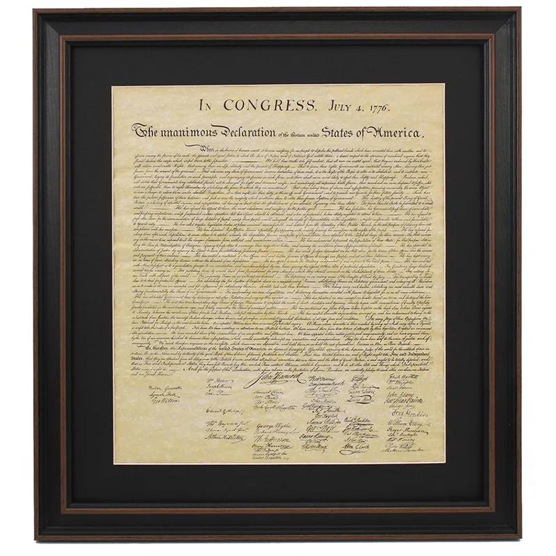 American Declaration of Independence | Poster Size | Framed Textual Art Print on Antique Parchment