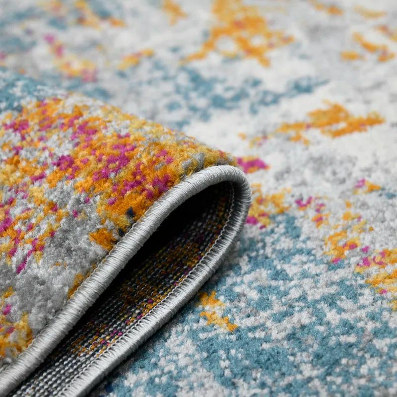 Chelsea Abstract Transitional Durable Performance Orange/Blue Area Rug