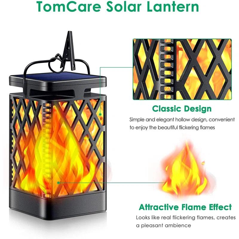 BEACHWATER POOL & SPA, LLC Solar Lights Outdoor Flickering Flame Solar Lantern Outdoor Hanging Lanterns Decorative Outdoor Lighting Solar Powered Waterproof LED Flame Christmas Lights For Patio Garden
