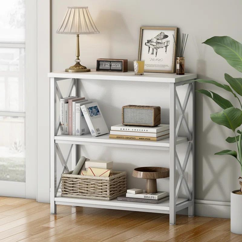 Koehn 3-Tier Bookshelf, Farmhouse Small Bookshelf for Entryway Living Room Home Office