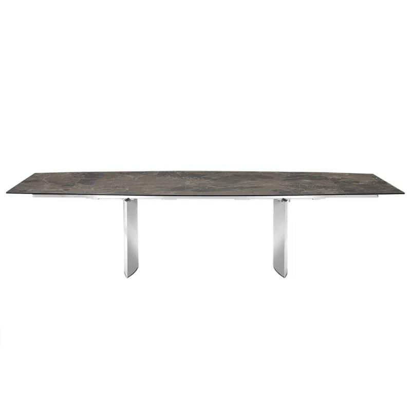 Casabianca Furniture Extendable Metal Base Dining Table