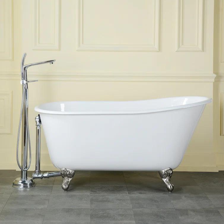 Barclay Gareth 53.25'' x 28.25'' Freestanding Soaking Cast Iron Bathtub CTSN53-WH-BN