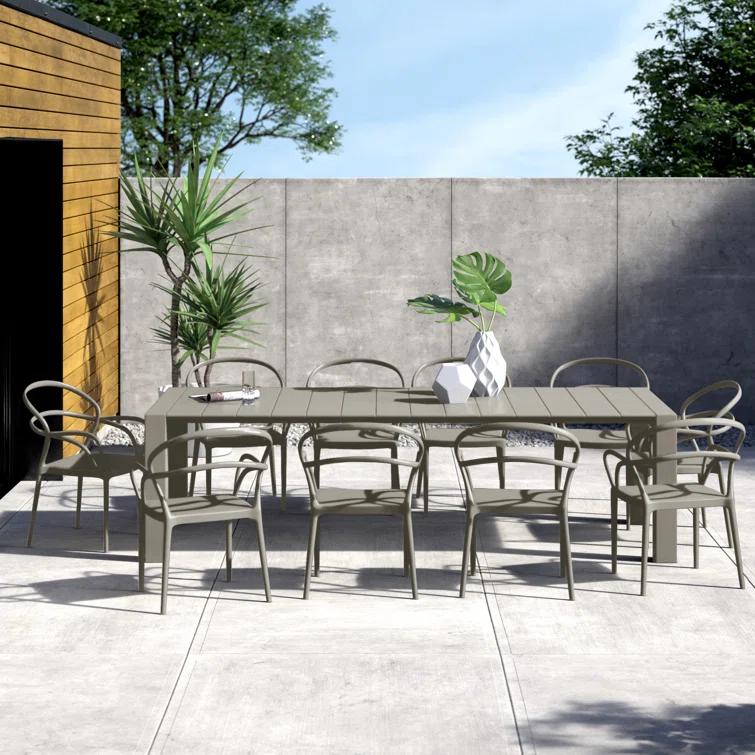 Comet 39.37'' Rectangular 10 - Person Outdoor Dining Set