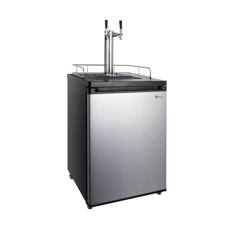 Kegco Kegco 5.6 Cubic Feet Dual Tap Freestanding Kegerator with Adjustable Temperature