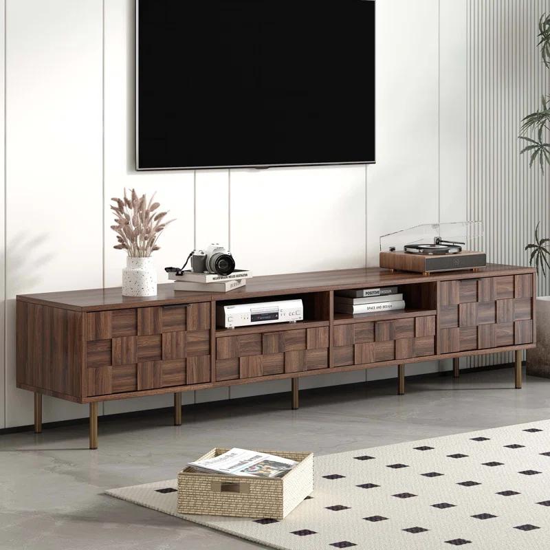 George Oliver Mid Century TV Stand with 2 Drawers, Media Console Table for TVs up to 85'', Entertainment Center with Storage for Living room, Bedroom, Home Theatre