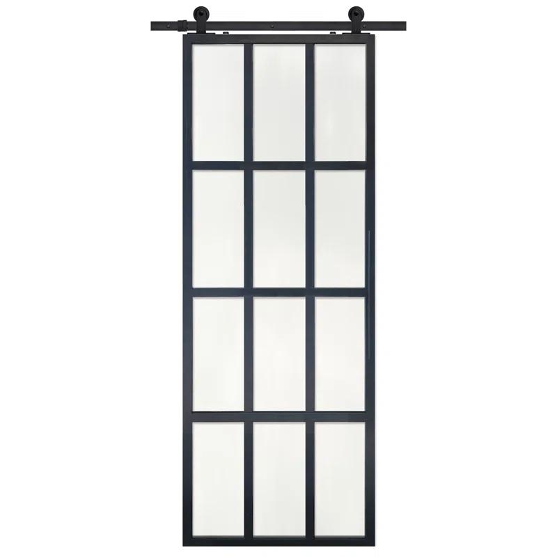 Barndoorz Single Glass Pane Glass with Installation Hardware Kit Barn Door