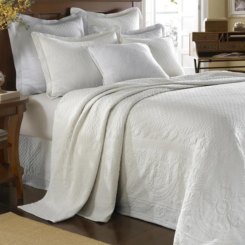 Historic Charleston King Charles Matelasse Traditional Cotton Floral Coverlet