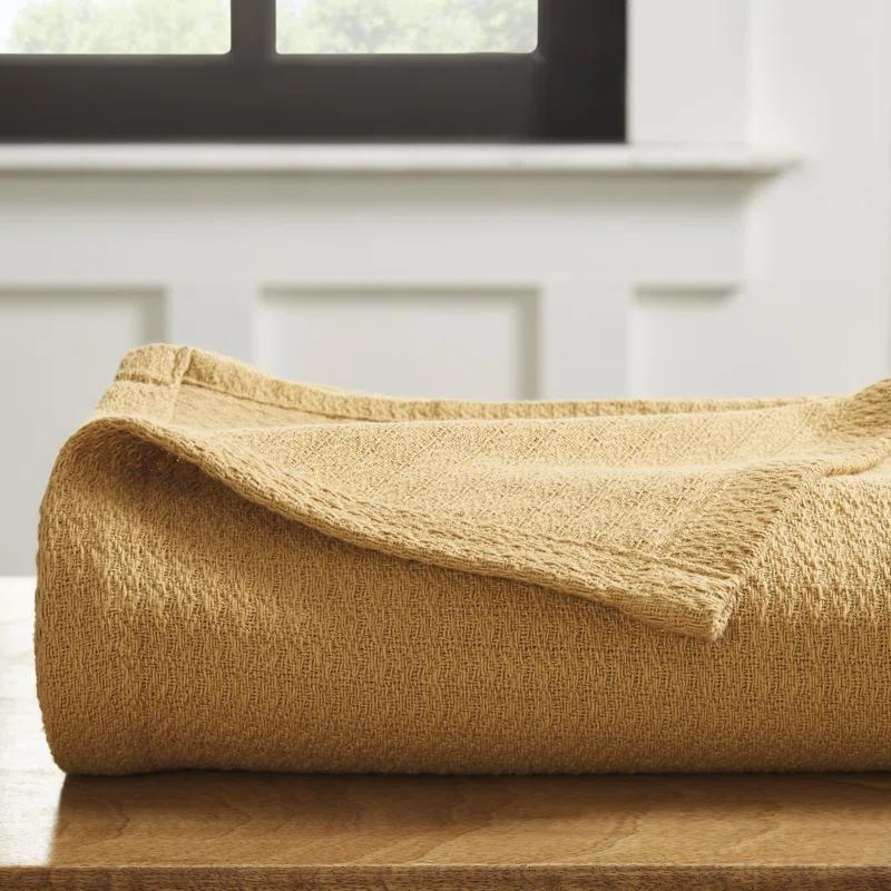 Superior Waffle Weave Honeycomb Knit Soft Textured All-Season Cotton Blanket