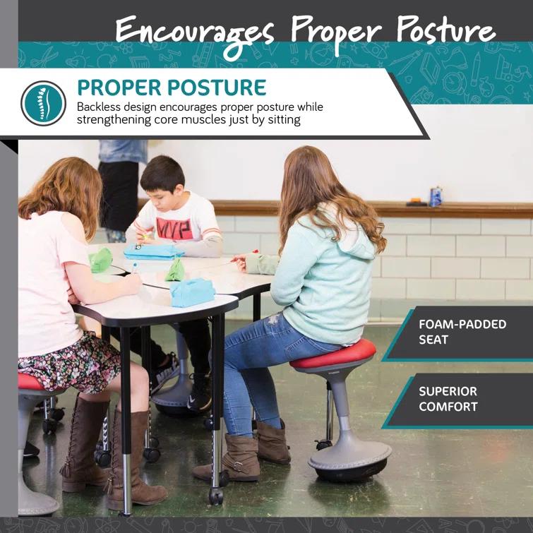 Learniture Adjustable Height Backless Foam-Padded Active Learning Stool