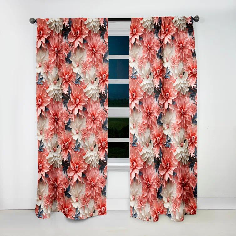 Design Art Coral Twilight Iv Tropical Pattern I - Tropical Traditional Blackout Curtain Single Panel