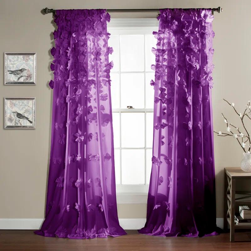 Lush Decor Riley Polyester Semi Sheer Curtain Single Panel